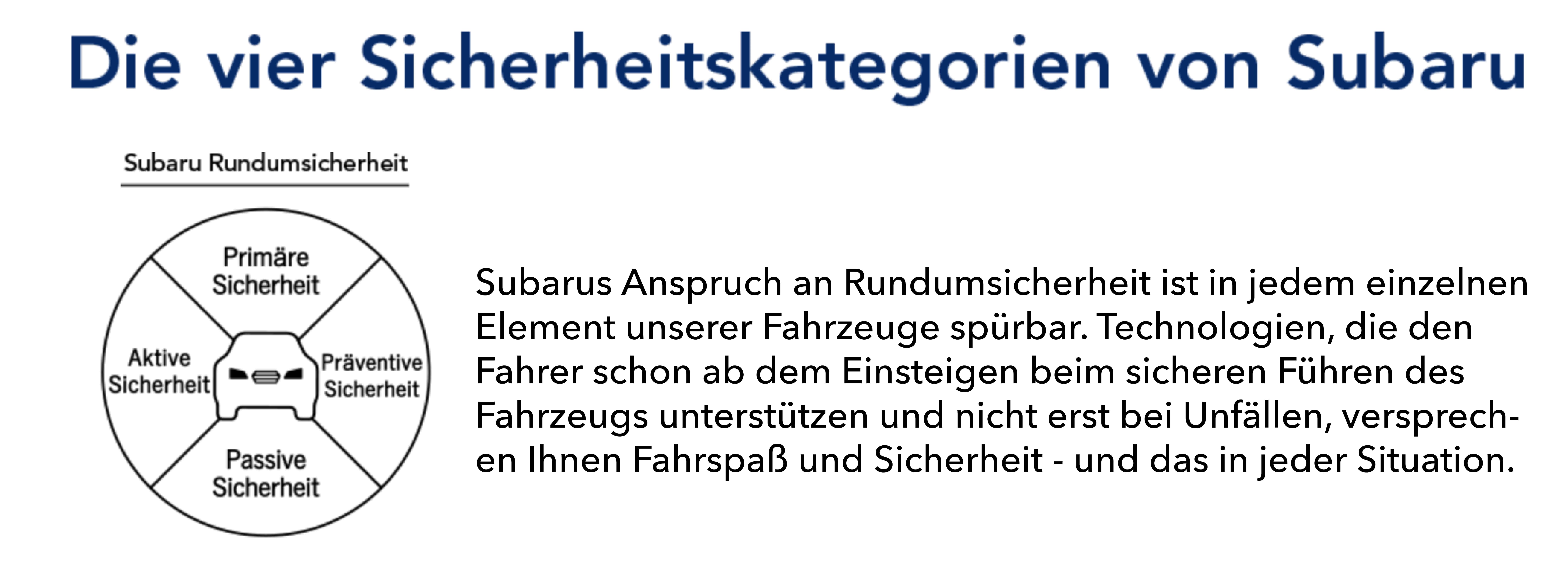 Die vier Sicherheitskategorien von Subaru